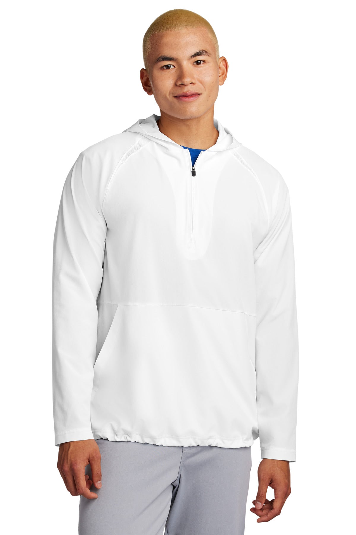 Sport-Tek Repeat 1/2-Zip Long Sleeve Hooded Jacket JST488 White