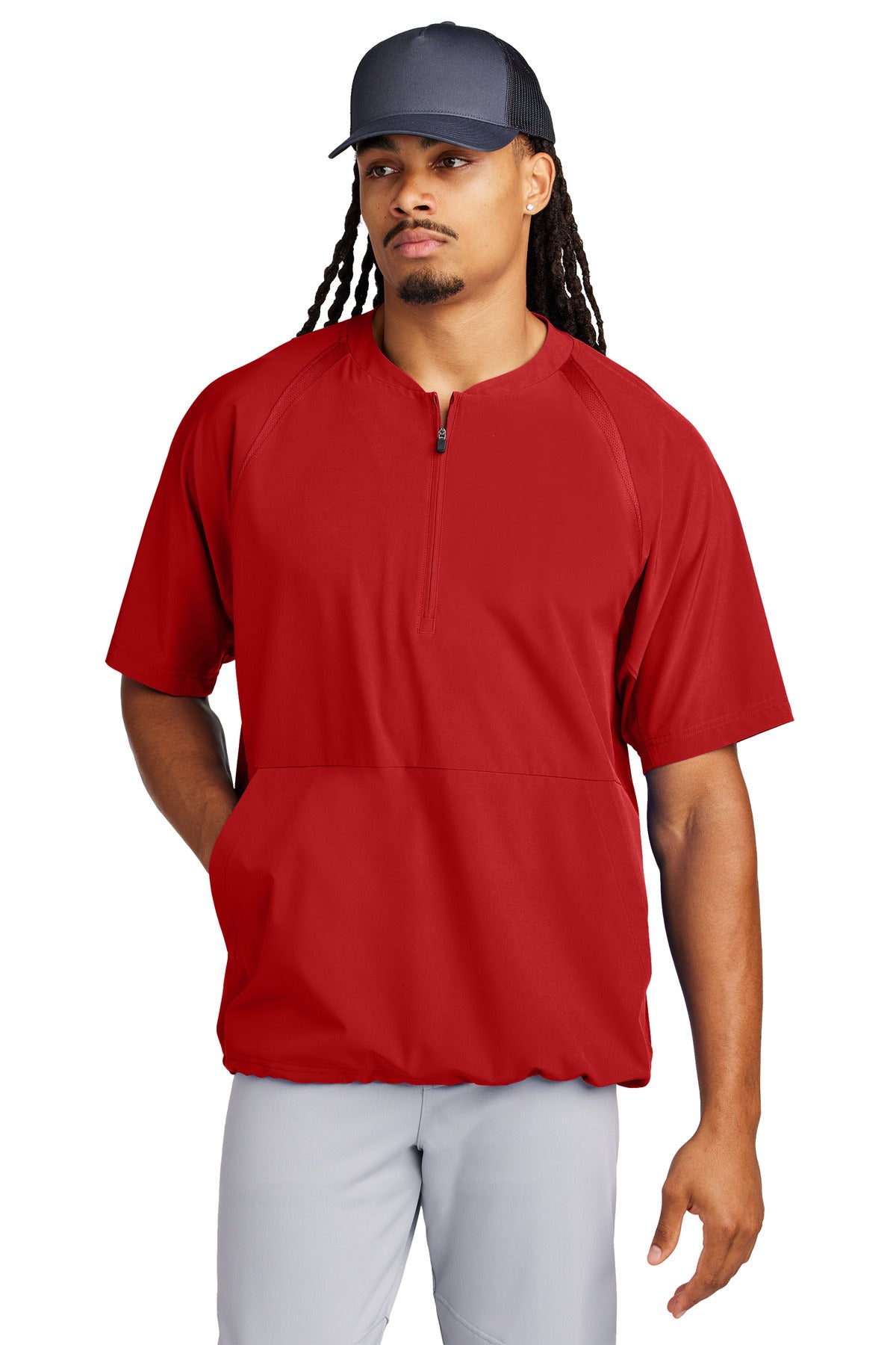 Sport-Tek Repeat 1/2-Zip Short Sleeve Jacket JST489 Deep Red