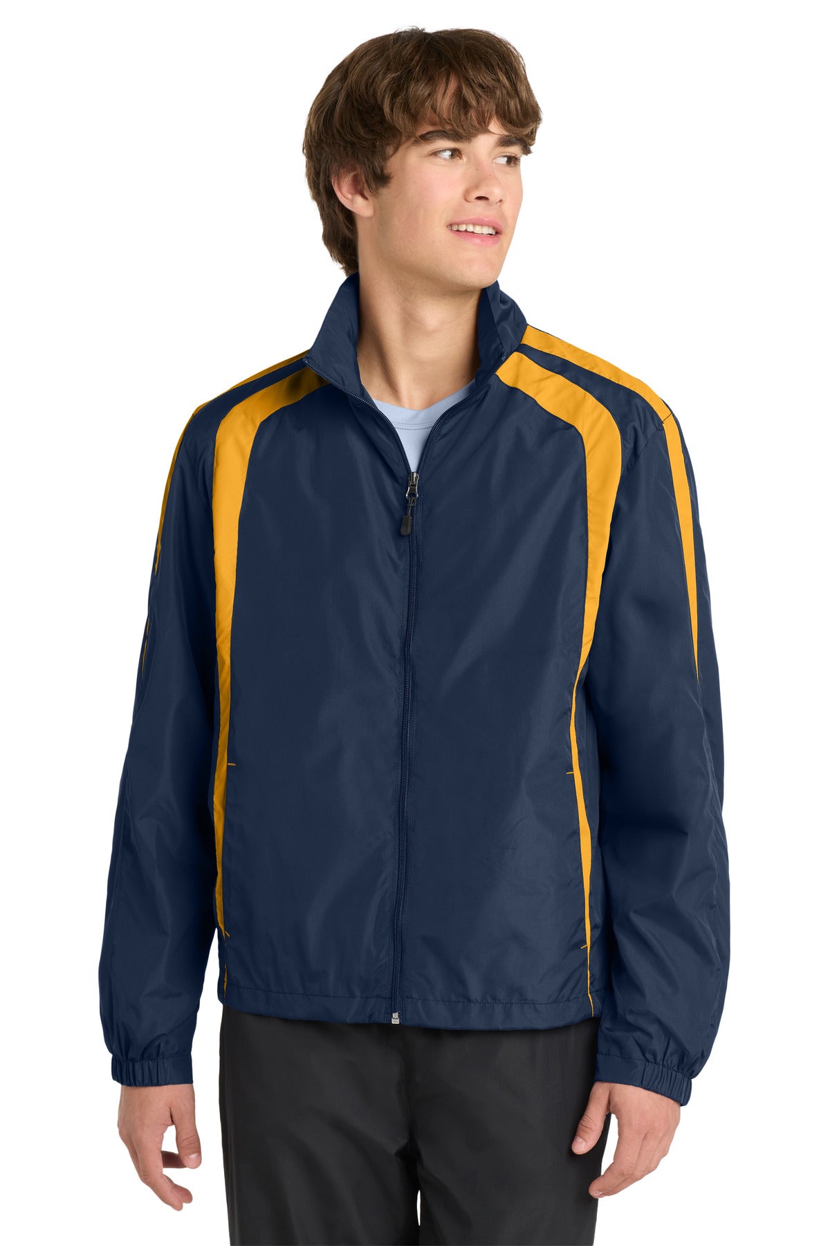 Sport-Tek Colorblock Raglan Jacket JST60 True Navy/ Gold