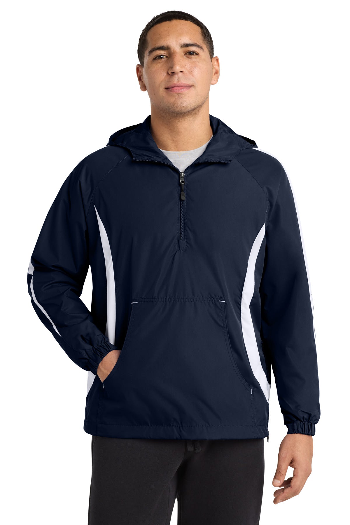 Sport-Tek Colorblock Raglan Anorak JST63 True Navy/ White