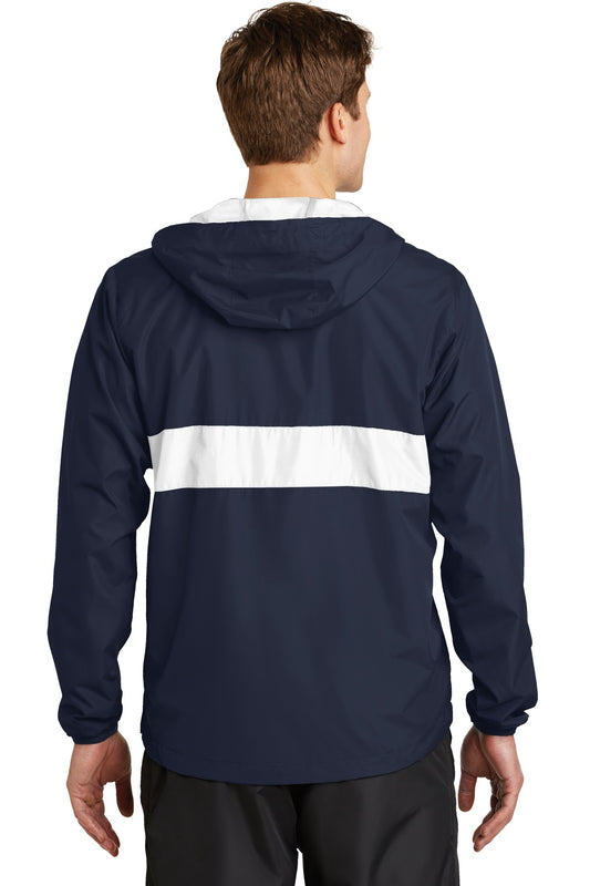 Sport-Tek Zipped Pocket Anorak. JST65 True Navy/ White