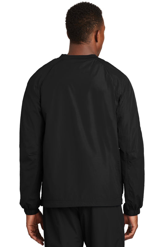 Sport-Tek V-Neck Raglan Wind Shirt. JST72 Black