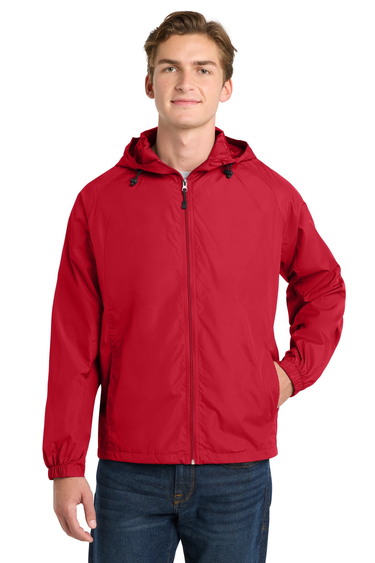Sport-Tek Hooded Raglan Jacket JST73 True Red