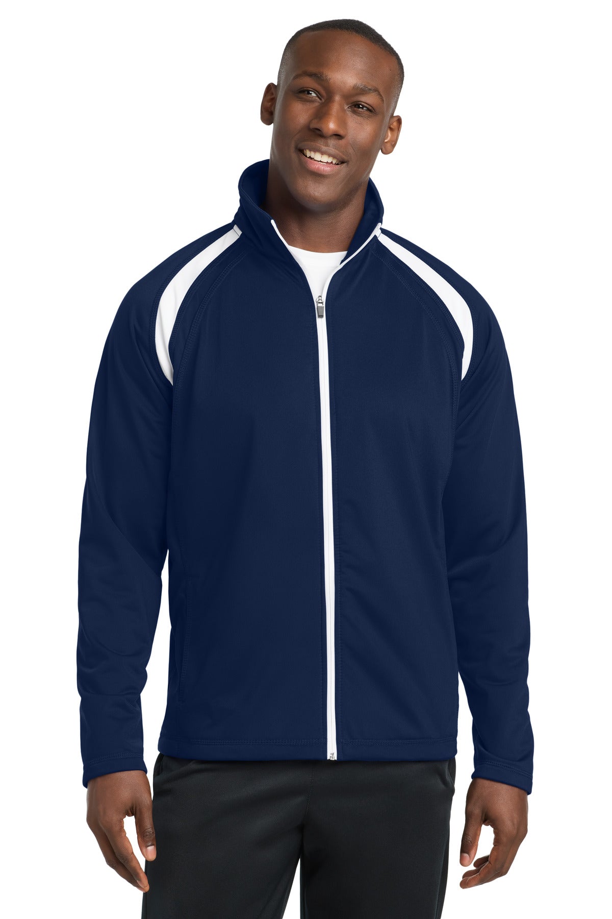 Sport-Tek Tricot Track Jacket JST90 True Navy/ White