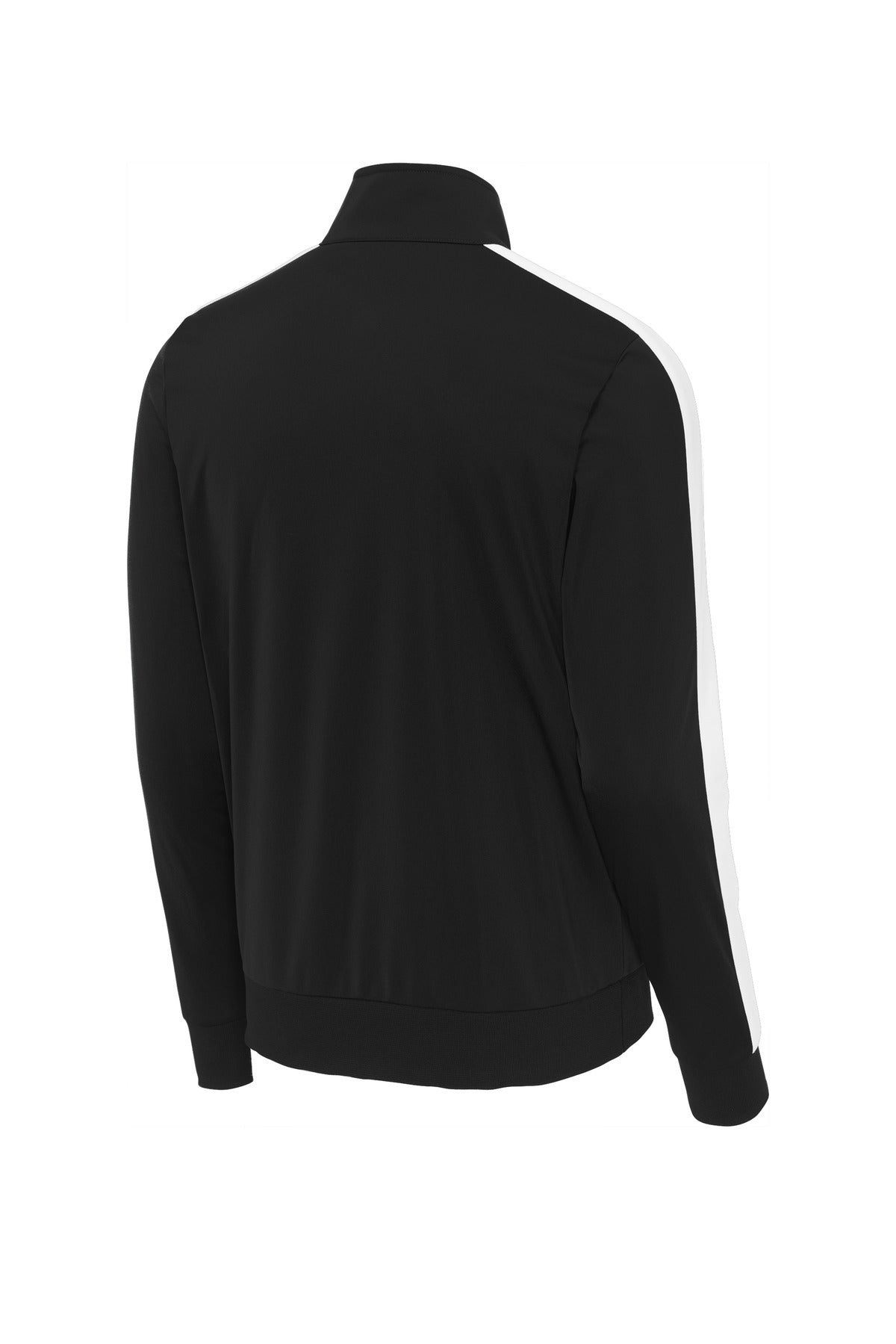 Sport-Tek Tricot Sleeve Stripe Track Jacket. JST94 Black/ White