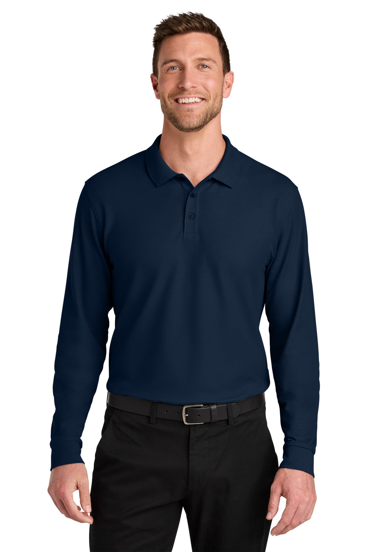 Port Authority Wearever Signature Pique Long Sleeve Polo K200LS River Blue Navy