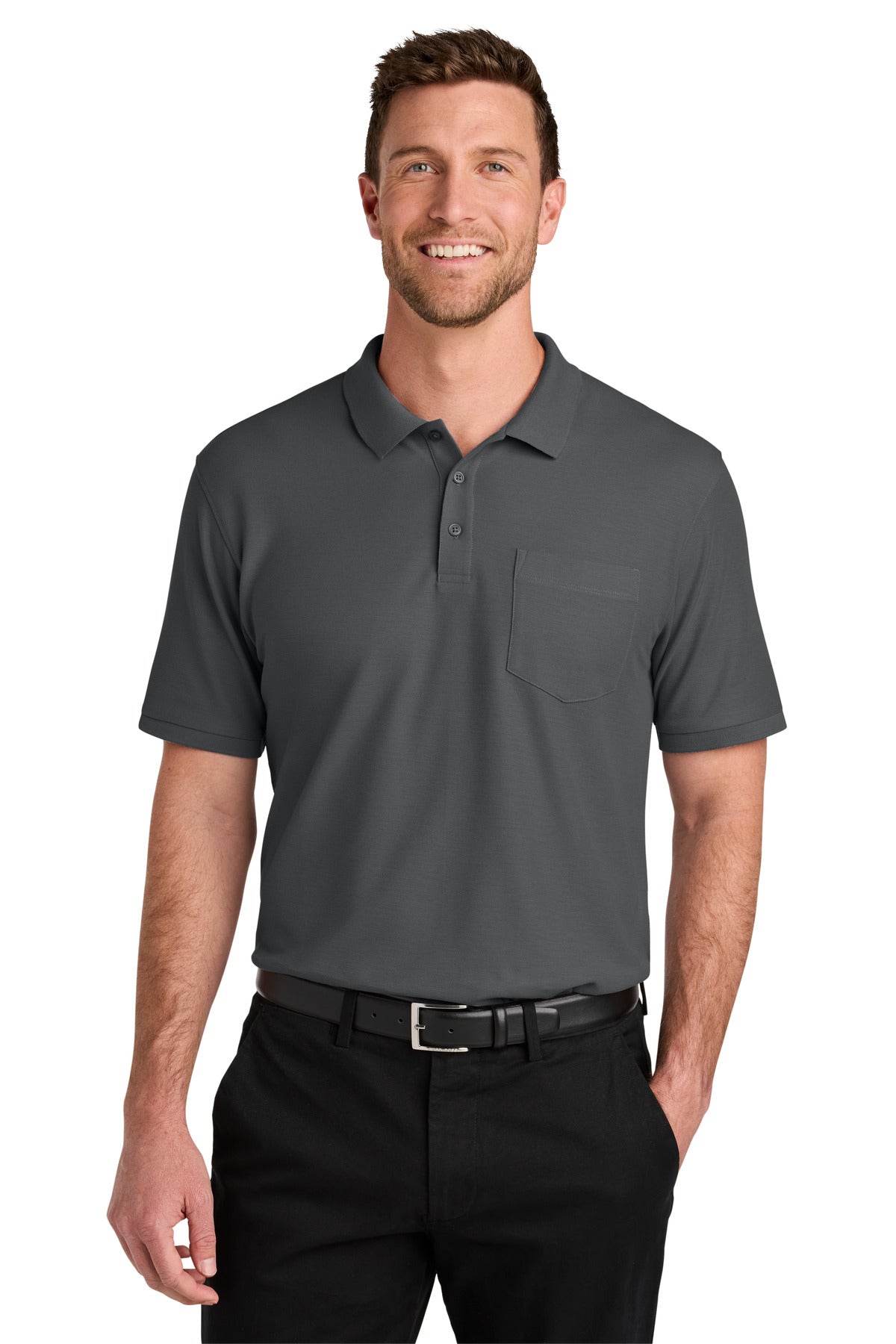 Port Authority Wearever Signature Pique Pocket Polo K200P Storm Grey