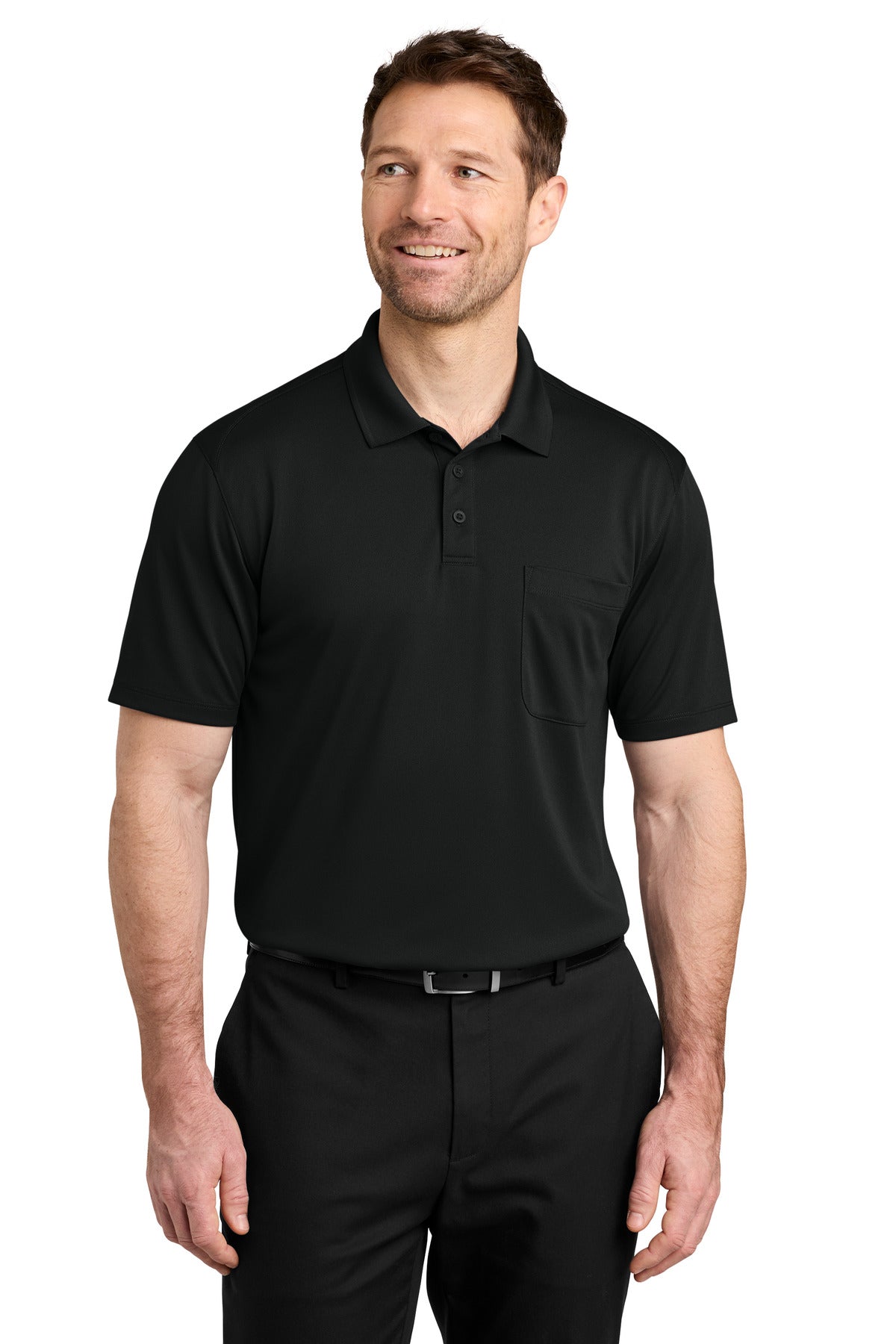 Port Authority Wearever Performance Pique Pocket Polo K240P Deep Black