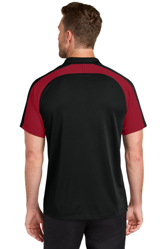 Port Authority Wearever Performance Pique Colorblock Polo K247 Deep Black/ Rich Red