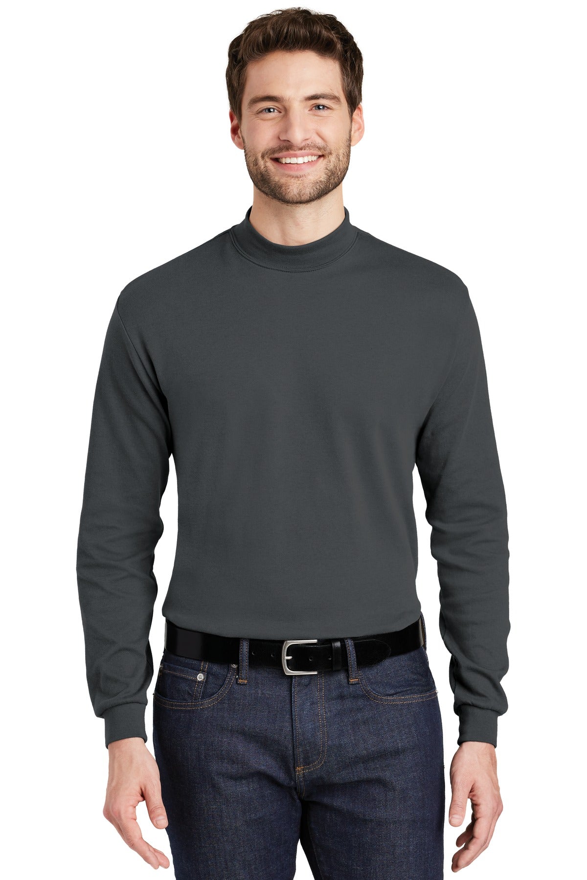 Port Authority Interlock Knit Mock Turtleneck K321 Steel Grey