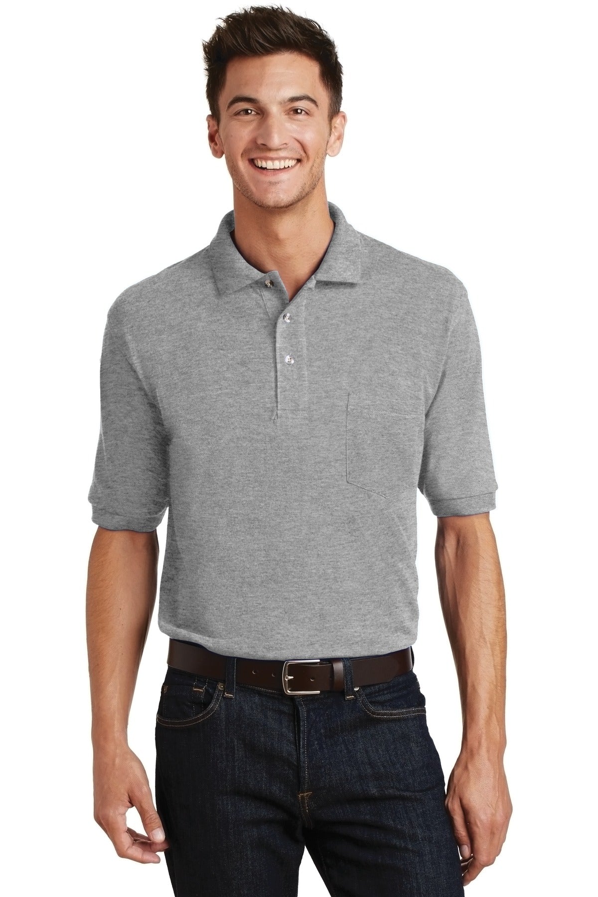 Port Authority Heavyweight Cotton Pique Polo with Pocket K420P Oxford