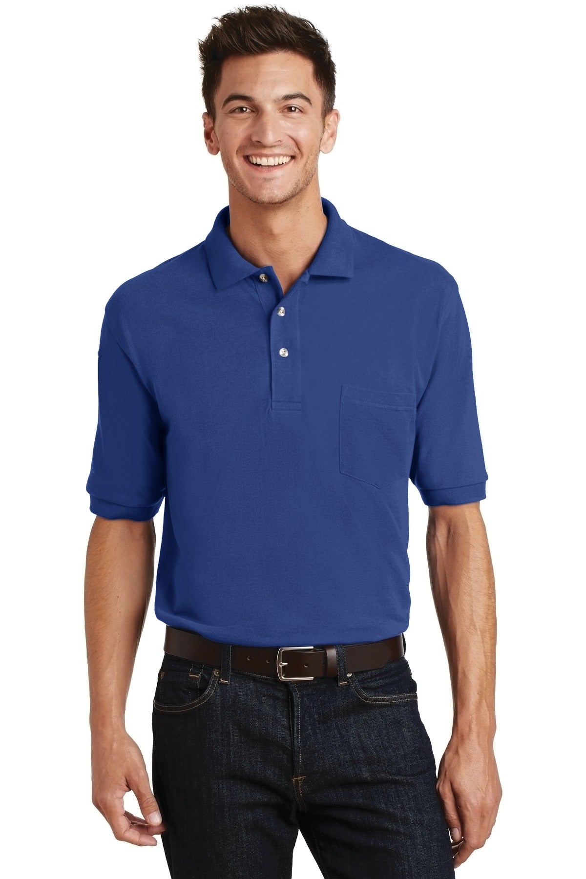 Port Authority Heavyweight Cotton Pique Polo with Pocket K420P Royal