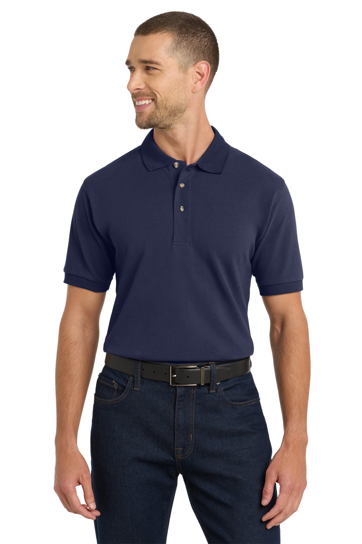 Port Authority Heavyweight Cotton Pique Polo K420 Navy