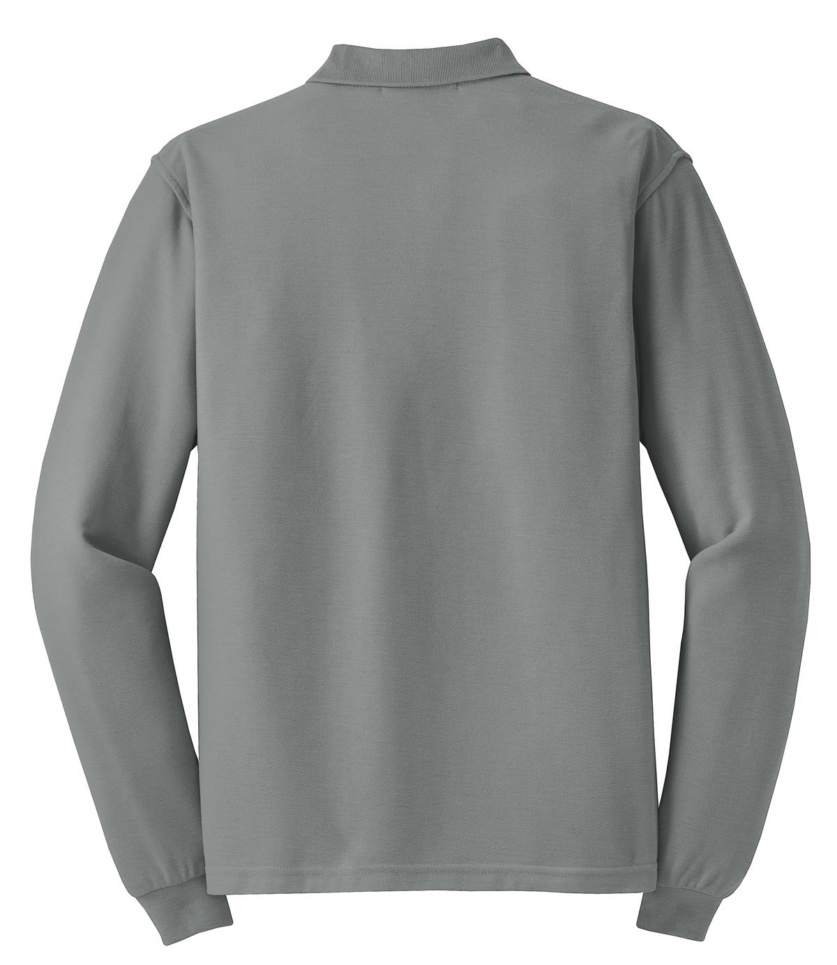 Port Authority Silk Touch Long Sleeve Polo. K500LS Cool Grey