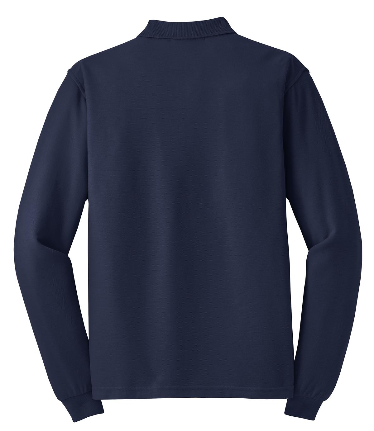 Port Authority Silk Touch Long Sleeve Polo. K500LS Navy