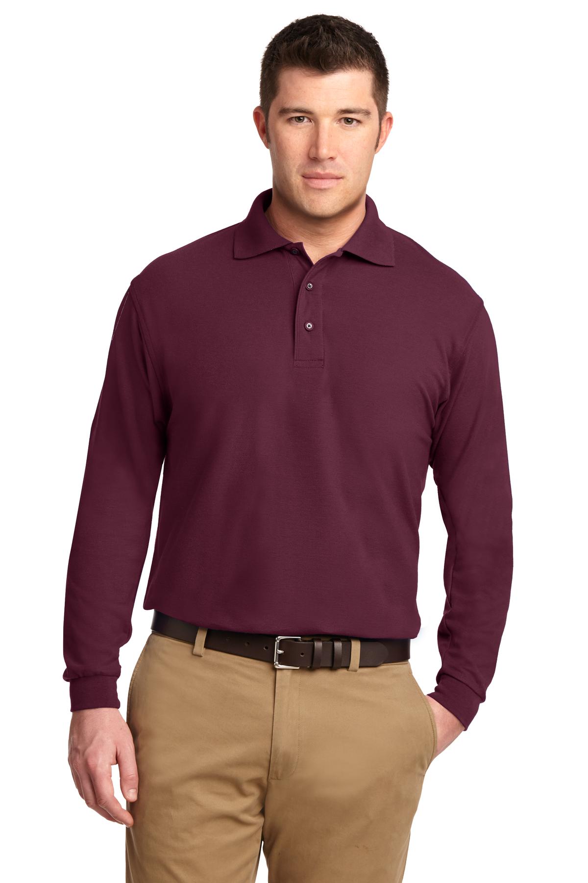 Port Authority Silk Touch Long Sleeve Polo K500LS Burgundy