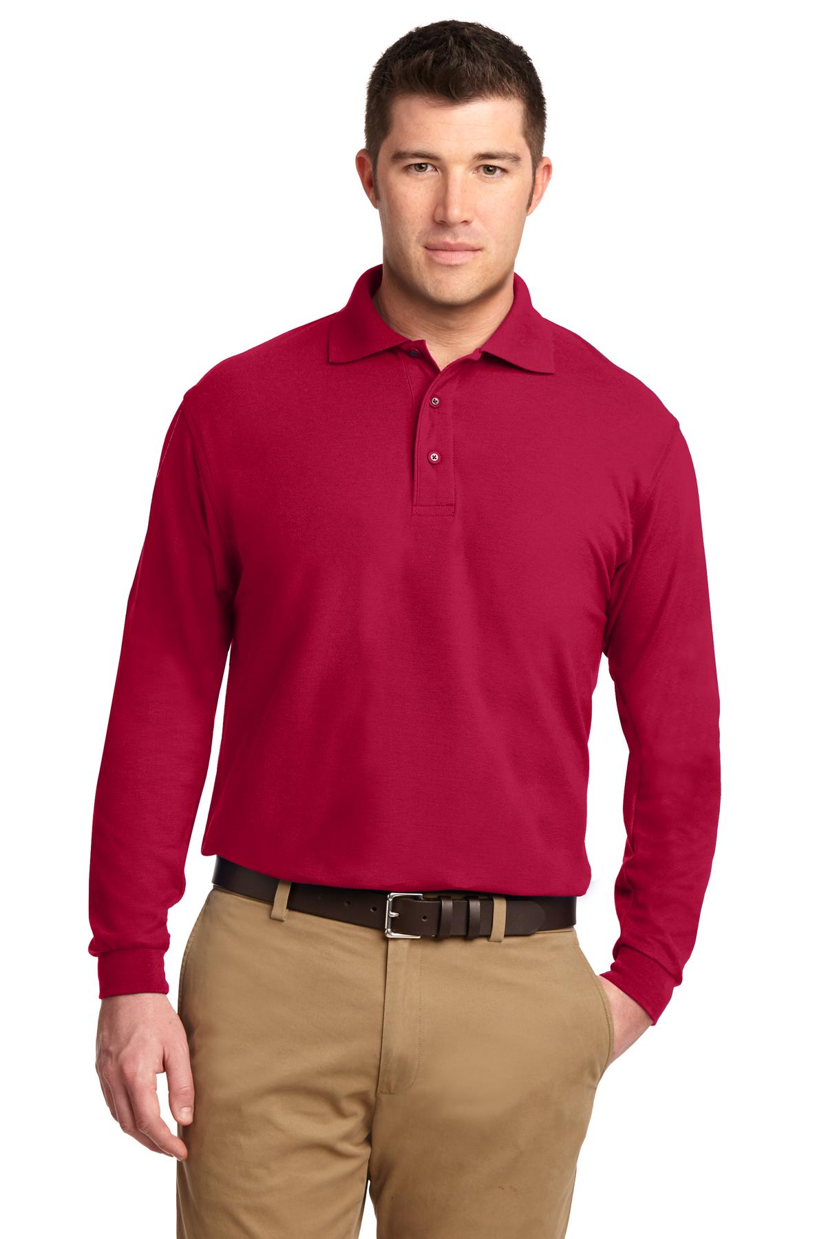 Port Authority Silk Touch Long Sleeve Polo K500LS Red