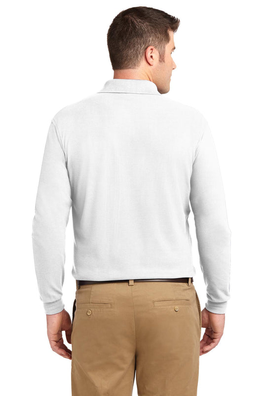 Port Authority Silk Touch Long Sleeve Polo. K500LS White