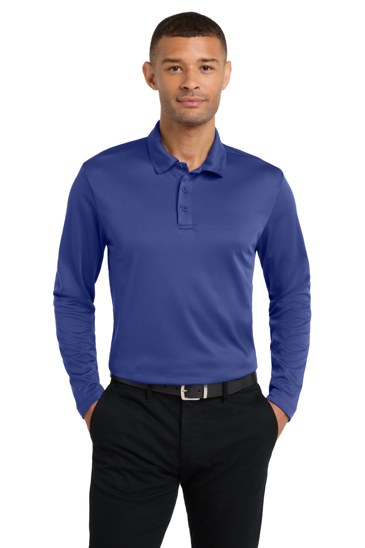 Port Authority Silk Touch Performance Long Sleeve Polo K540LS Royal