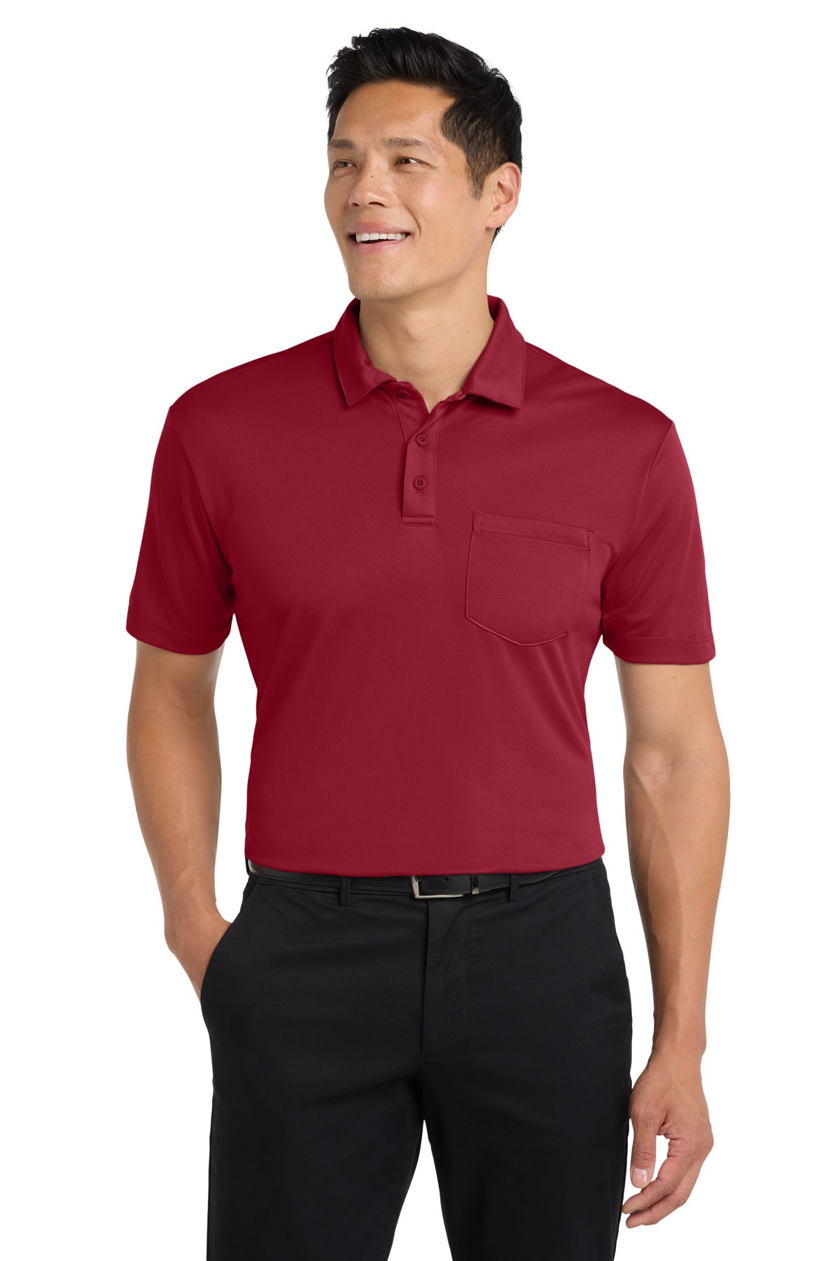 Port Authority Silk Touch Performance Pocket Polo K540P Red