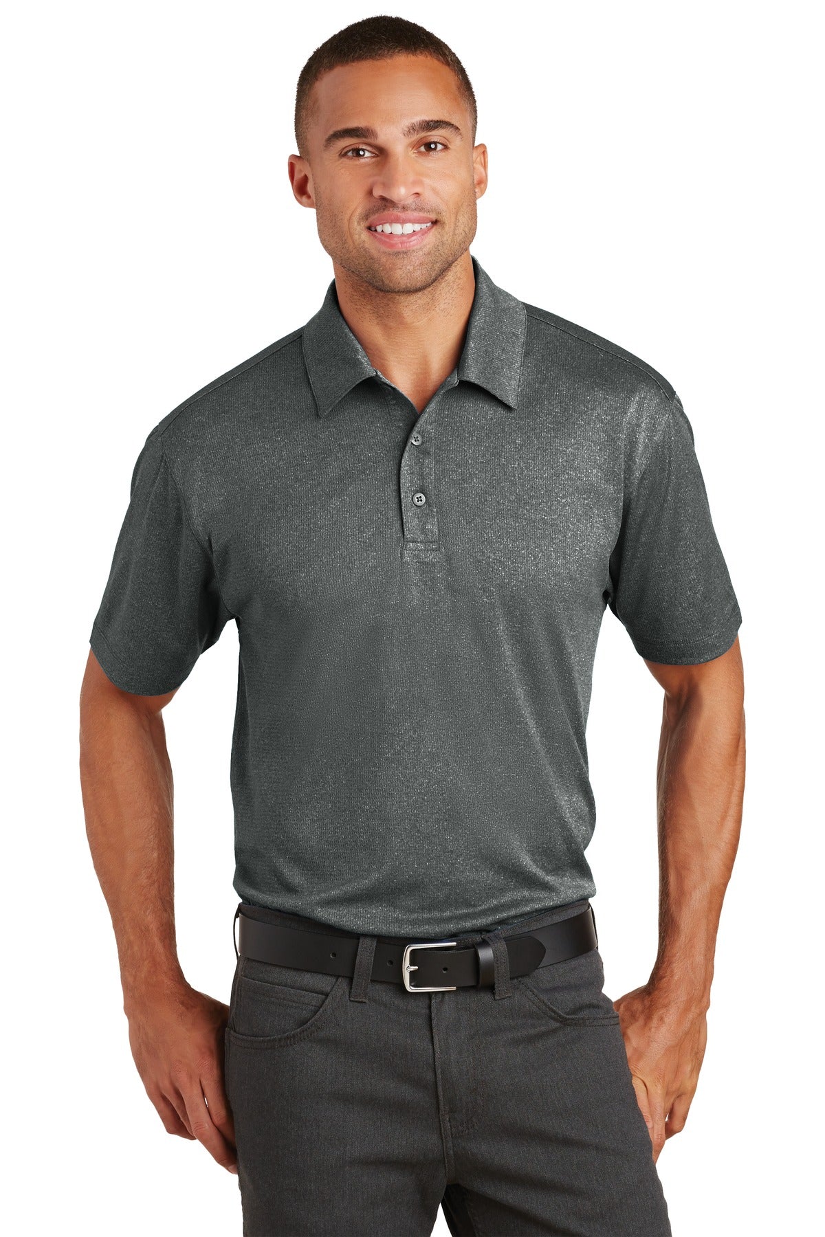 Port Authority Trace Heather Polo K576 Charcoal Heather