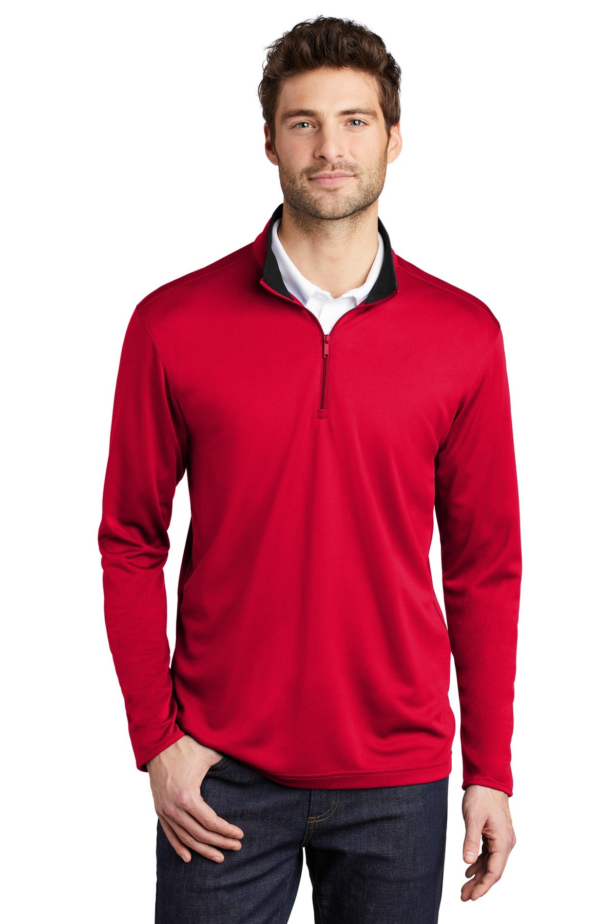 Port Authority Silk Touch Performance 1/4-Zip K584 Red/ Black