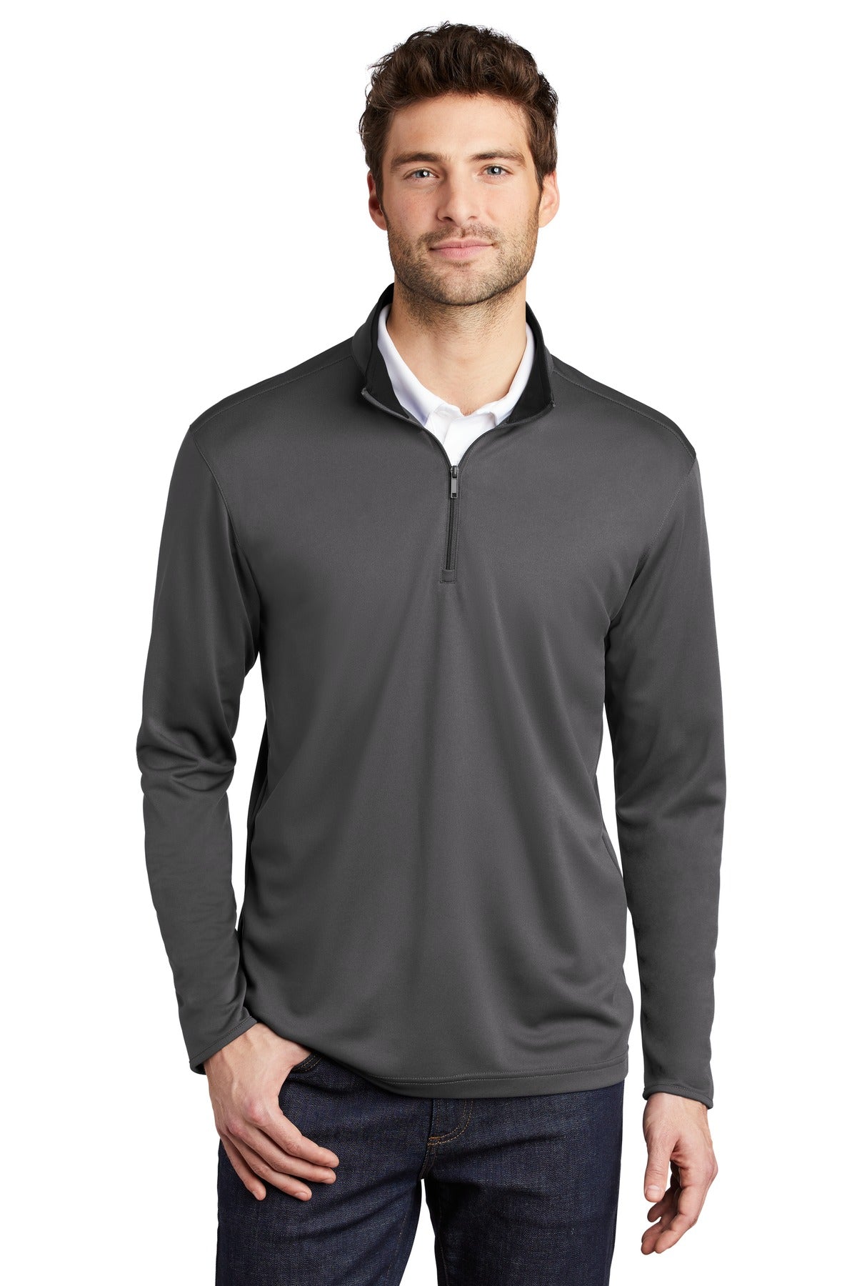 Port Authority Silk Touch Performance 1/4-Zip K584 Steel Grey/ Black