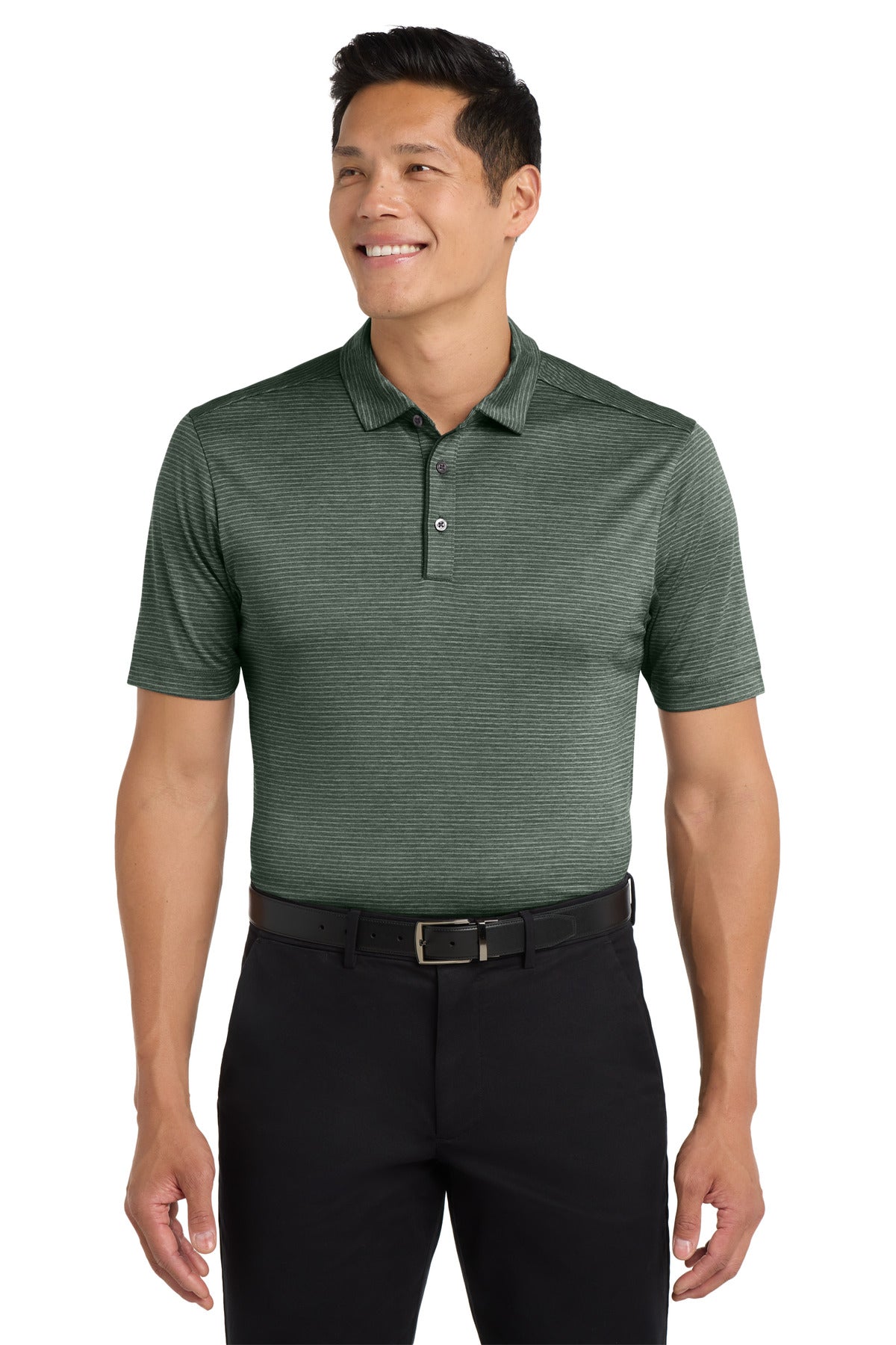 Port Authority Shadow Stripe Polo K585 Deep Forest Green