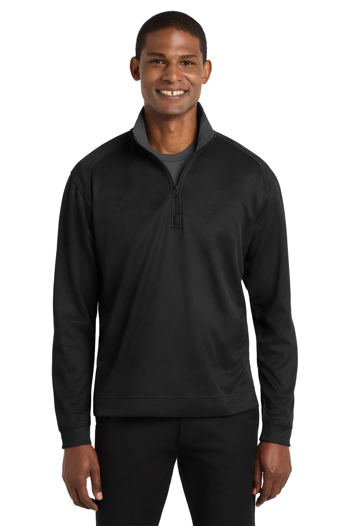 Port Authority Vertical Texture 1/4-Zip Pullover K805 Black/ Iron Grey