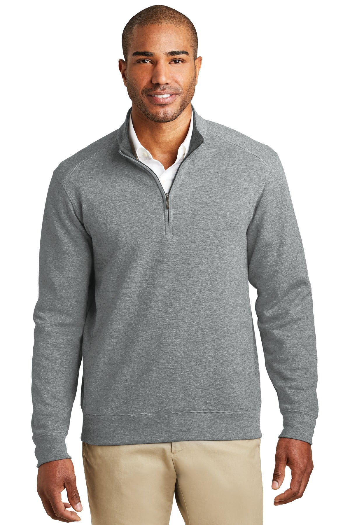 Port Authority Interlock 1/4-Zip K807 Medium Heather Grey/ Charcoal Heather