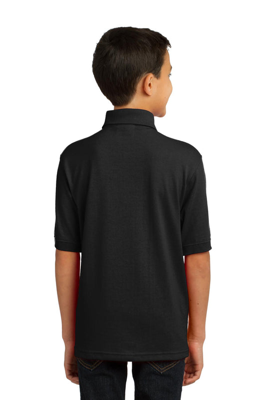 Port & Company Youth Core Blend Jersey Knit Polo. KP55Y Jet Black