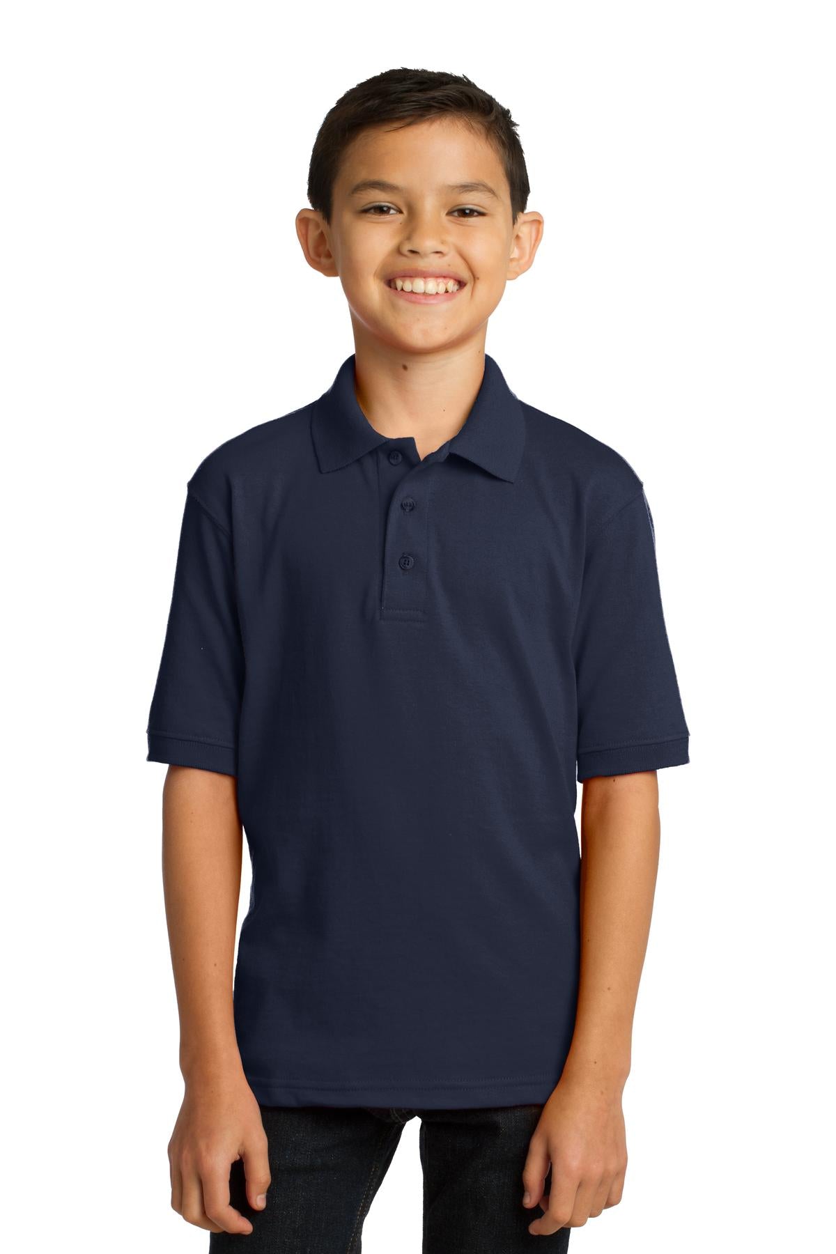 Port & Company Youth Core Blend Jersey Knit Polo. KP55Y Deep Navy
