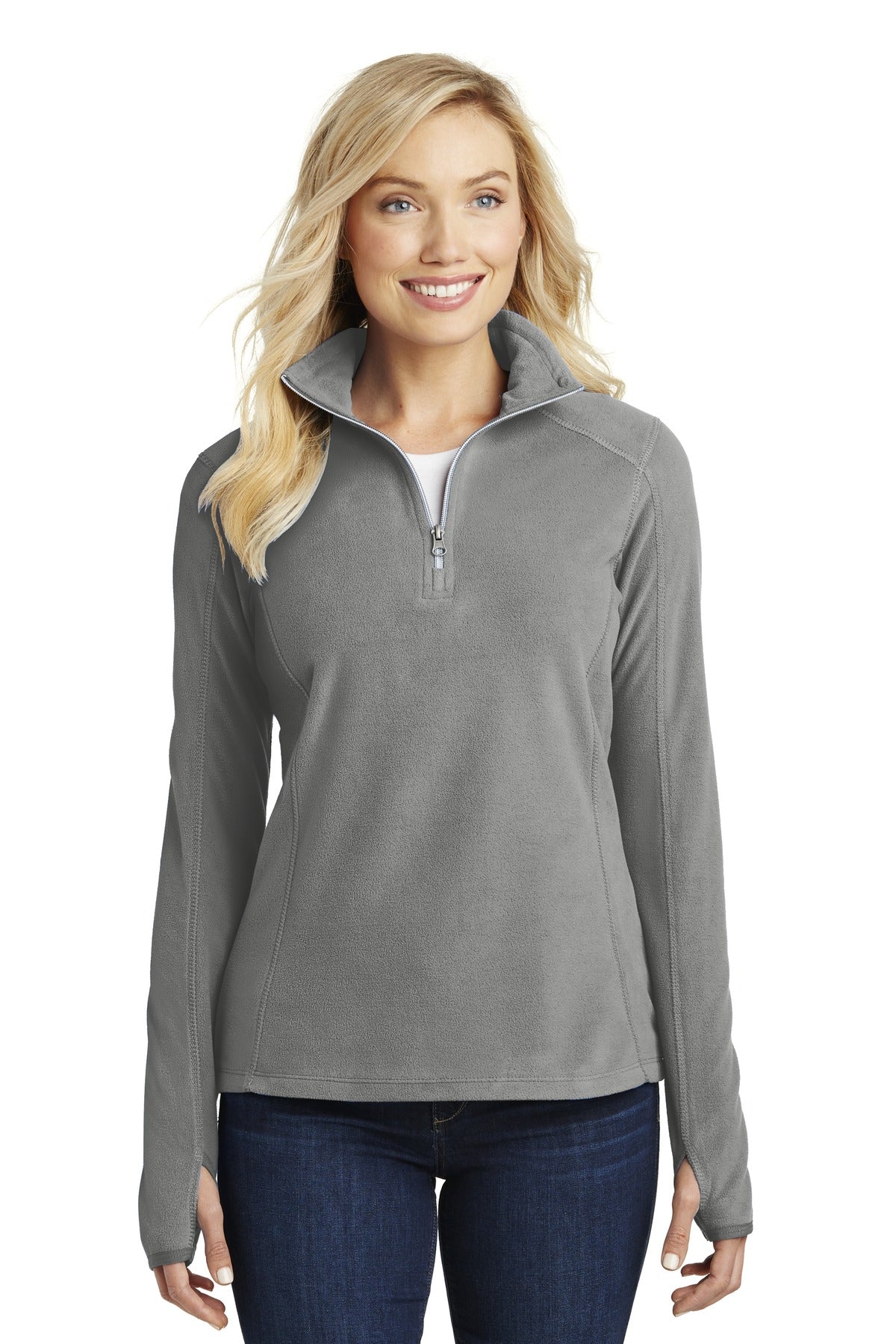 Port Authority Women's Microfleece 1/2-Zip Pullover L224 Pearl Grey
