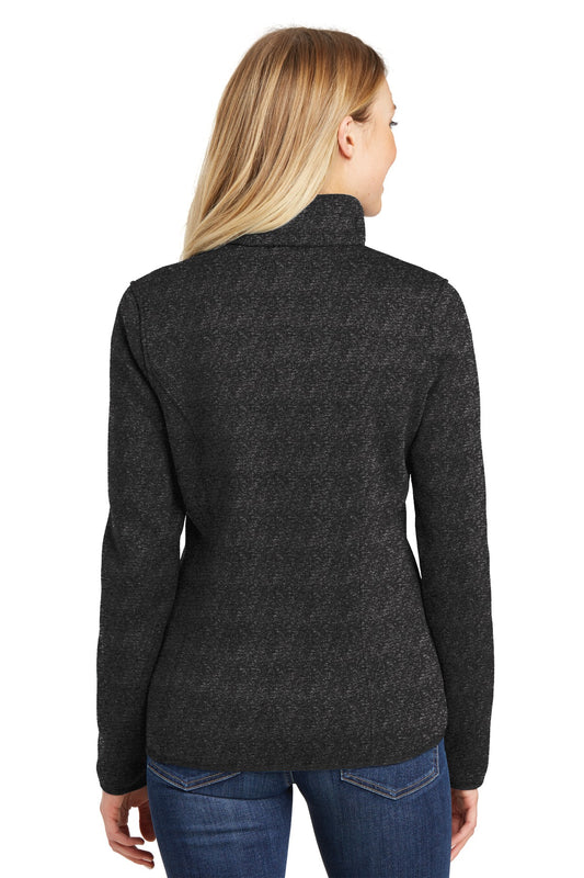 Port Authority Women's Sweater Fleece Jacket. L232 Black Heather