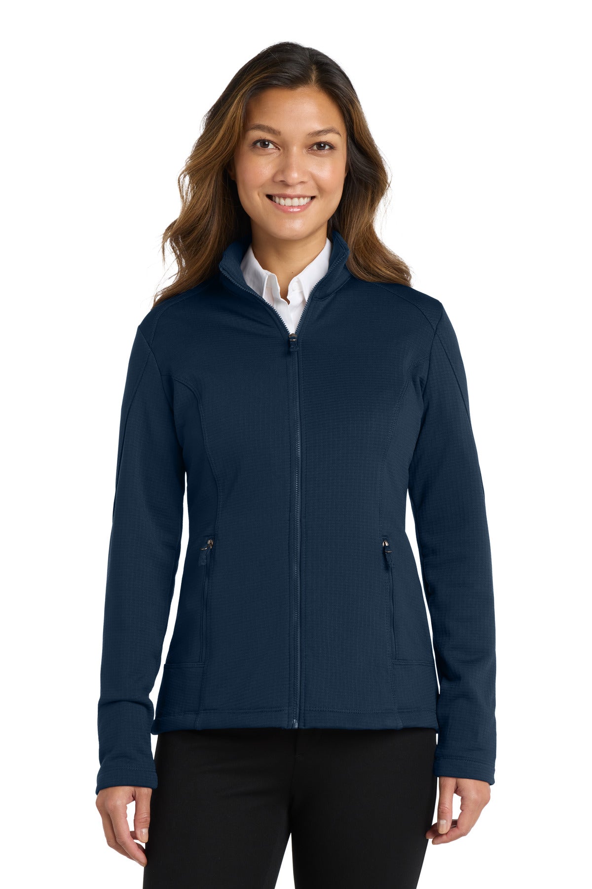 Port Authority Women's Grid Fleece Jacket L239 River Blue Navy