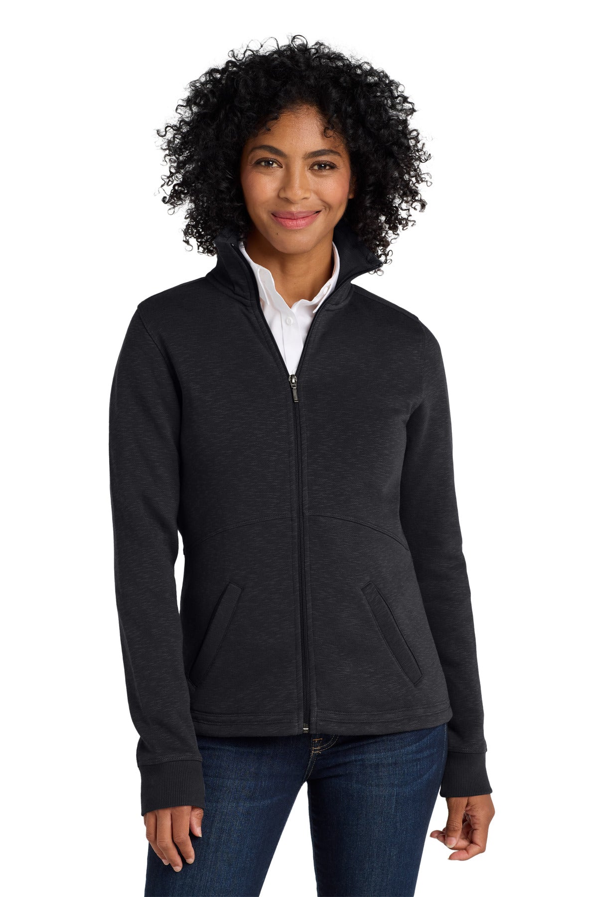 Port Authority Women's Slub Fleece Full-Zip Jacket L293 Black
