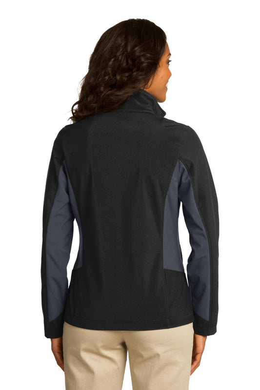 Port Authority Women's Core Colorblock Soft Shell Jacket. L318 Black/ Battleship Grey