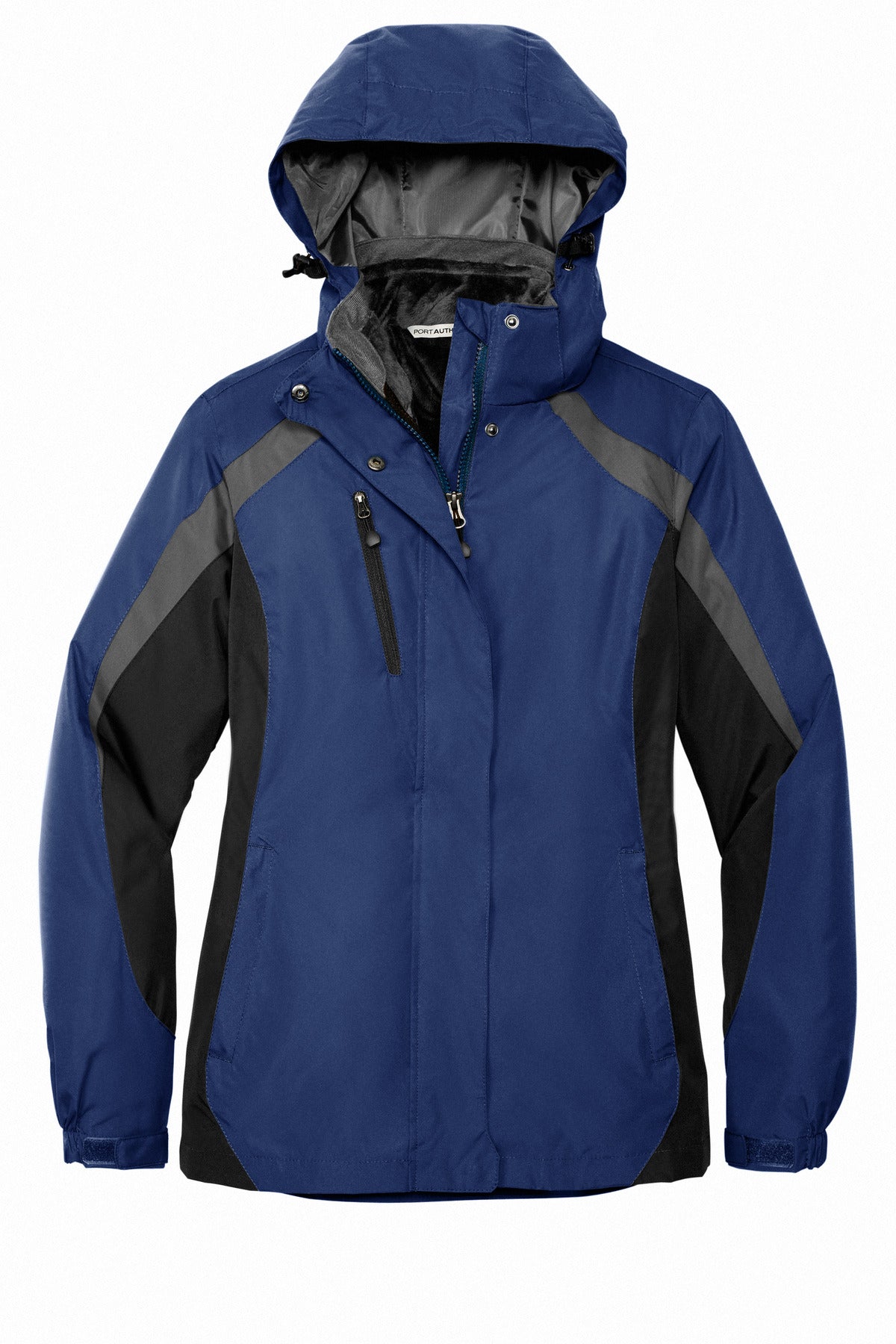 Port Authority Women's Colorblock 3-in-1 Jacket. L321 Admiral Blue/ Black/ Magnet