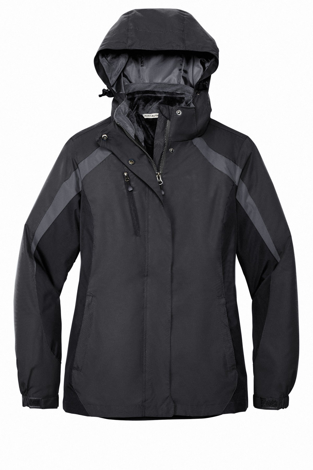 Port Authority Women's Colorblock 3-in-1 Jacket. L321 Black/ Black/ Magnet