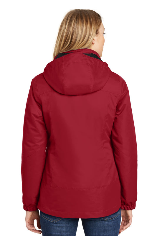 Port Authority Women's Vortex Waterproof 3-in-1 Jacket. L332 Rich Red/ Black