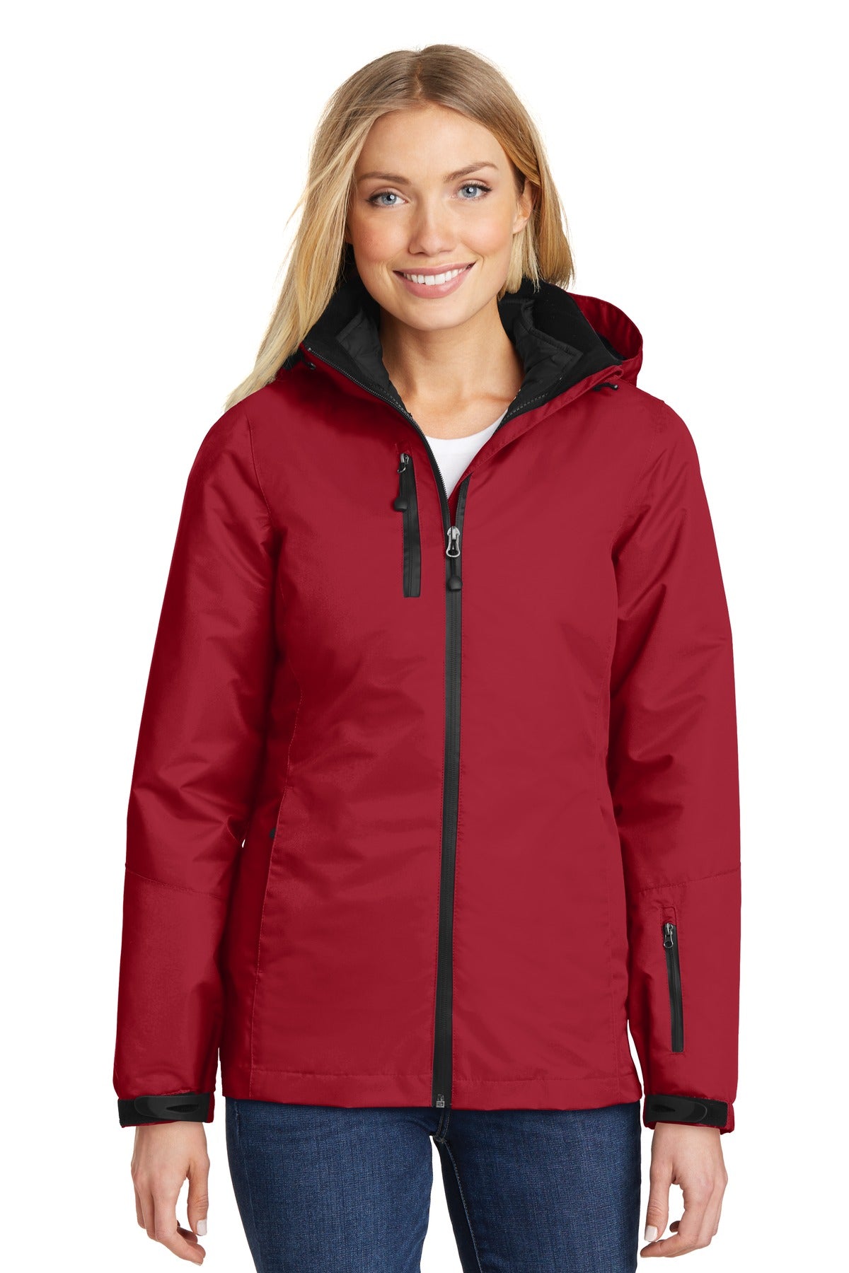 Port Authority Women's Vortex Waterproof 3-in-1 Jacket L332 Rich Red/ Black