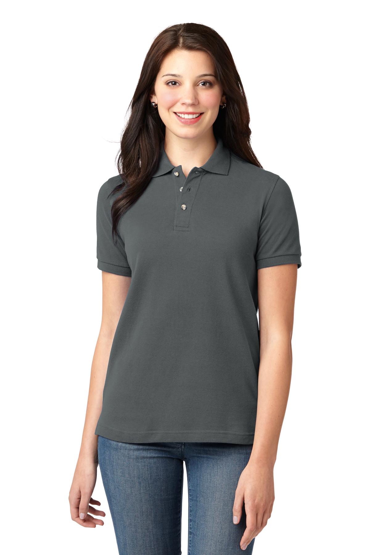 Port Authority Women's Heavyweight Cotton Pique Polo L420 Steel Grey