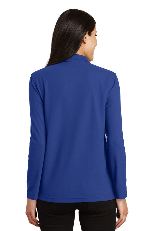 Port Authority Women's Silk Touch Long Sleeve Polo. L500LS Royal