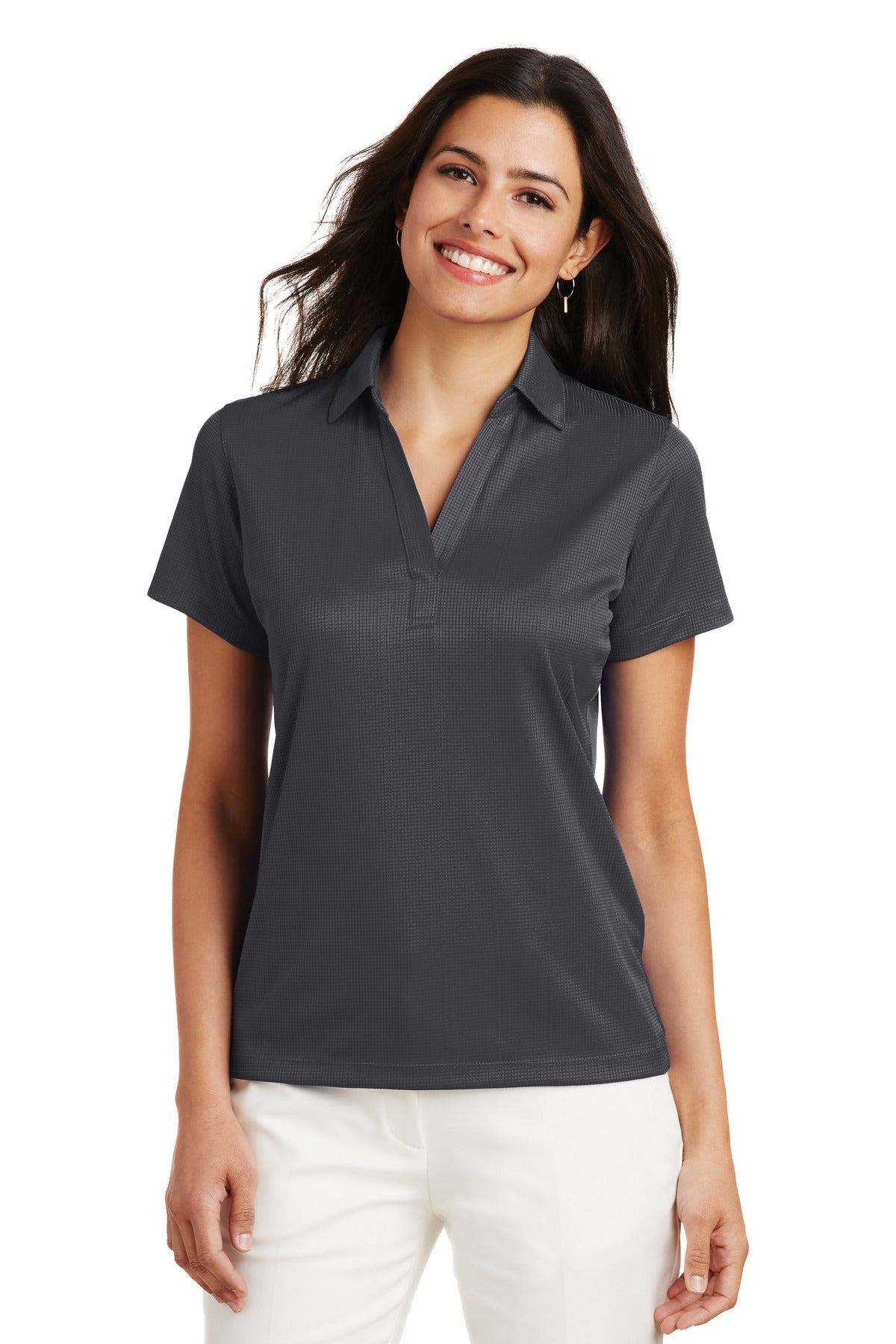 Port Authority Women's Performance Fine Jacquard Polo L528 Grey Smoke