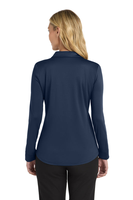 Port Authority Women's Silk Touch Performance Long Sleeve Polo. L540LS Navy