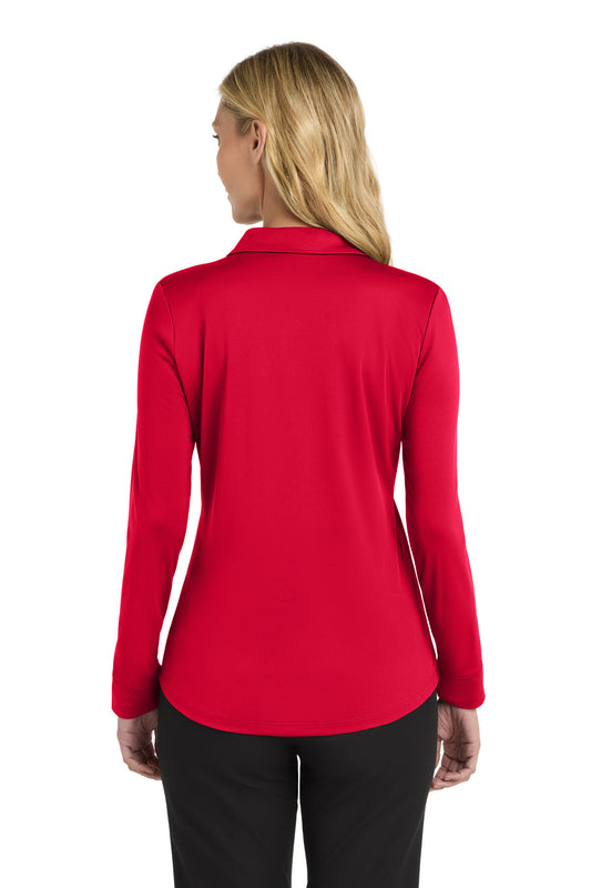Port Authority Women's Silk Touch Performance Long Sleeve Polo. L540LS Red