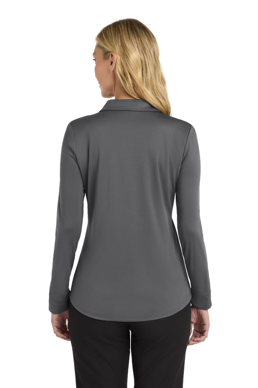 Port Authority Women's Silk Touch Performance Long Sleeve Polo. L540LS Steel Grey