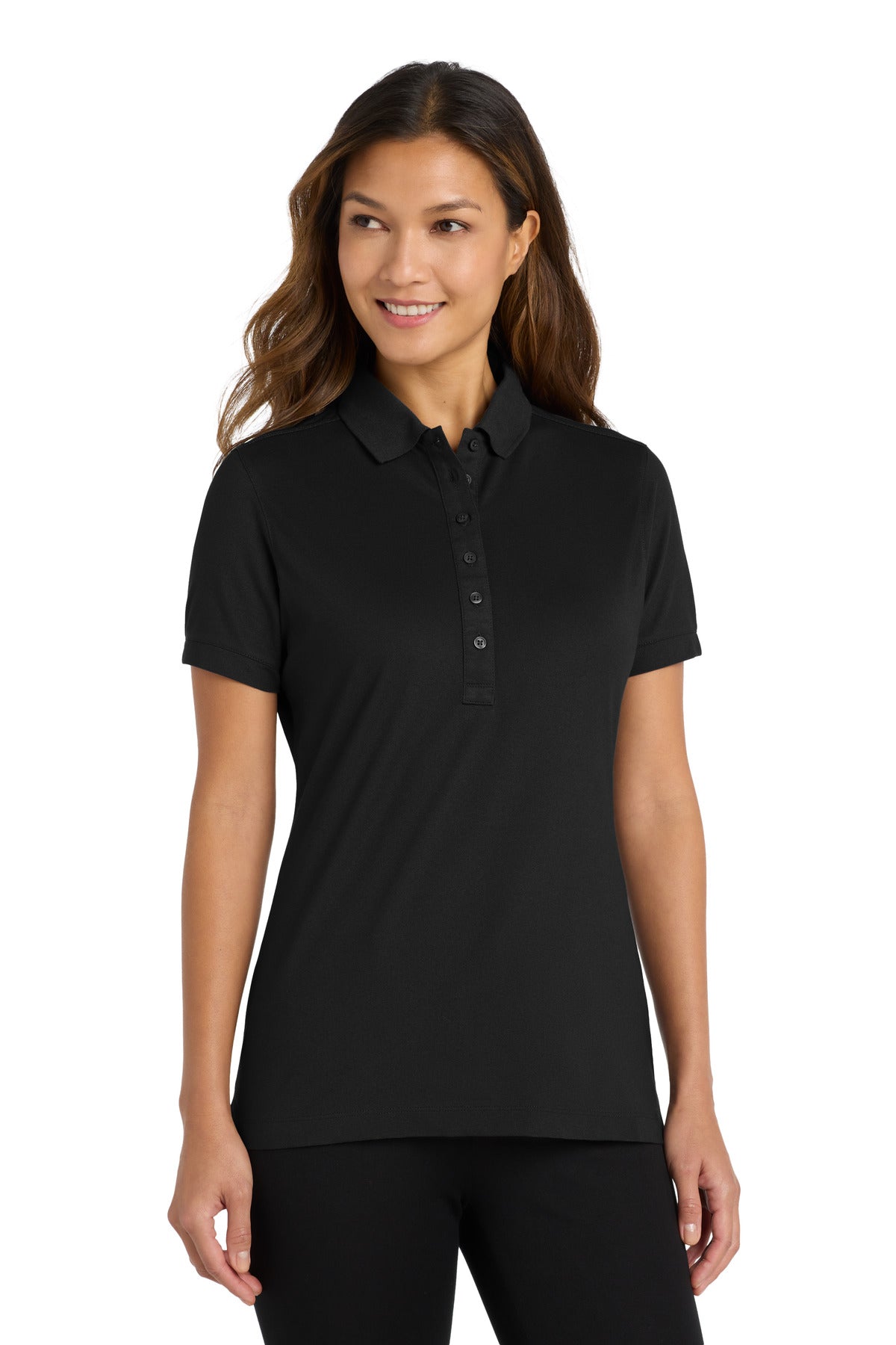 Port Authority Women's Stretch Pique Polo L555 Black