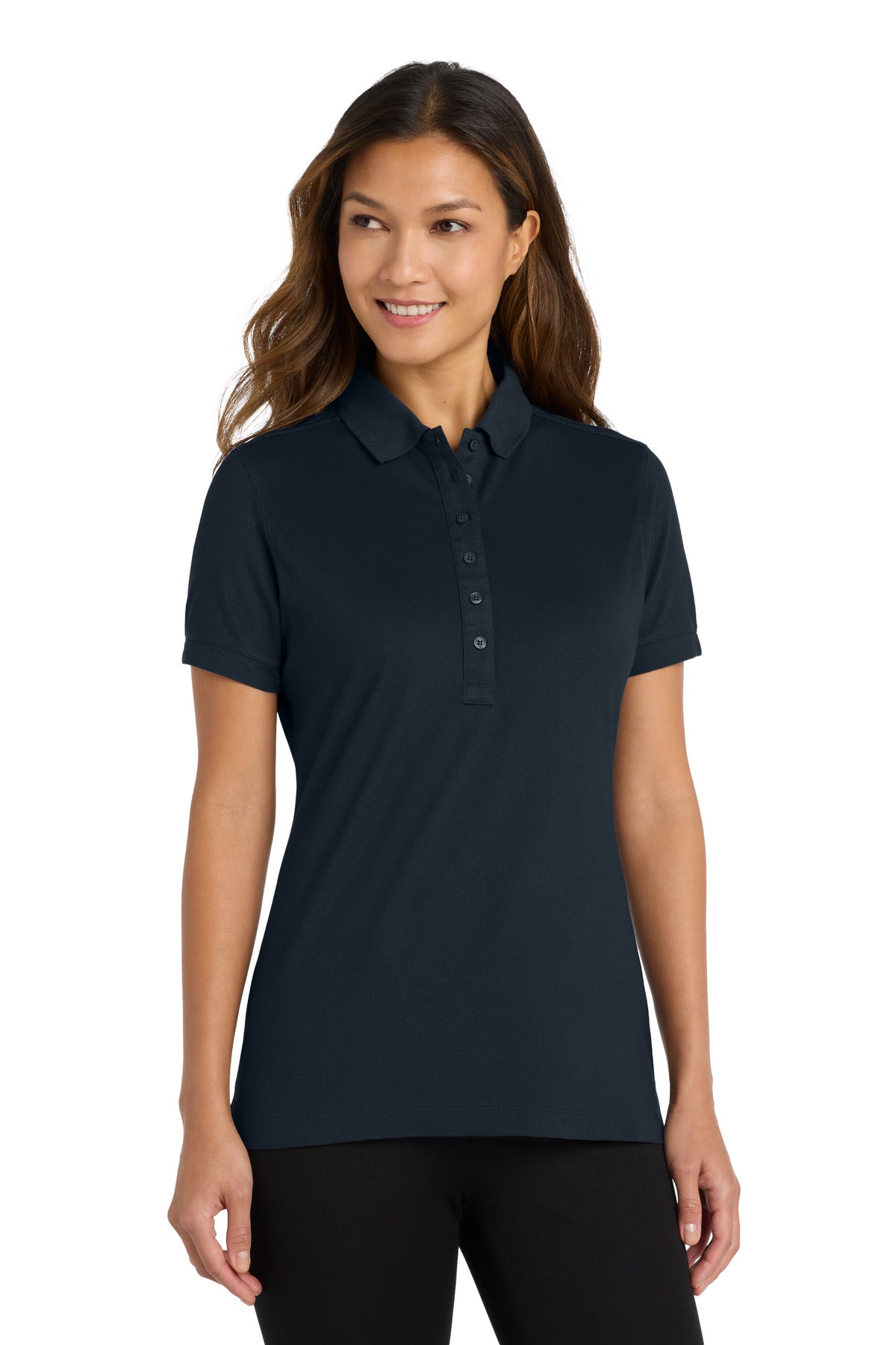 Port Authority Women's Stretch Pique Polo L555 Dress Blue Navy