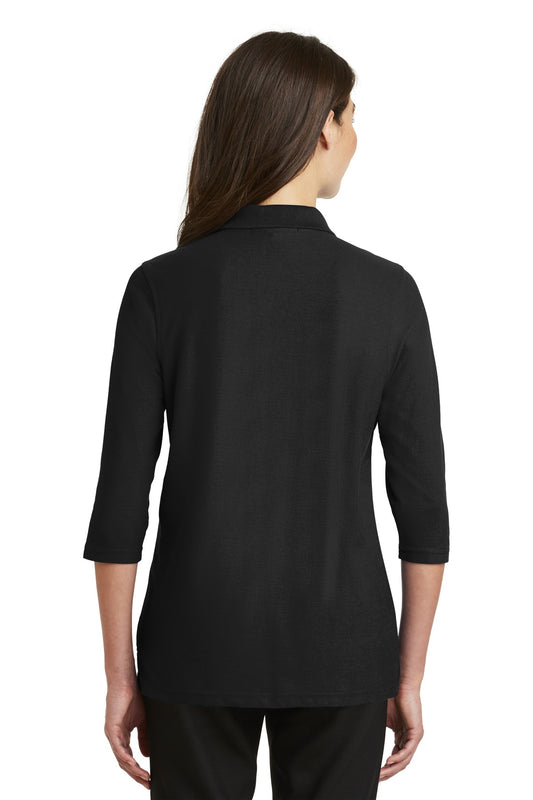 Port Authority Women's Silk Touch 3/4-Sleeve Polo. L562 Black